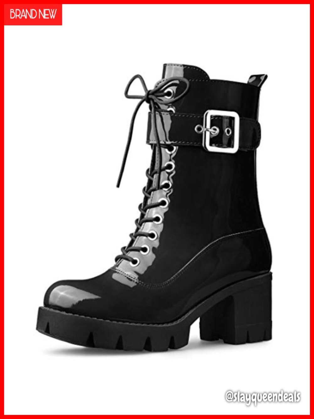 Platform Combat Boots Chunky Heel Zip Closure Lace Up Ankle Booties